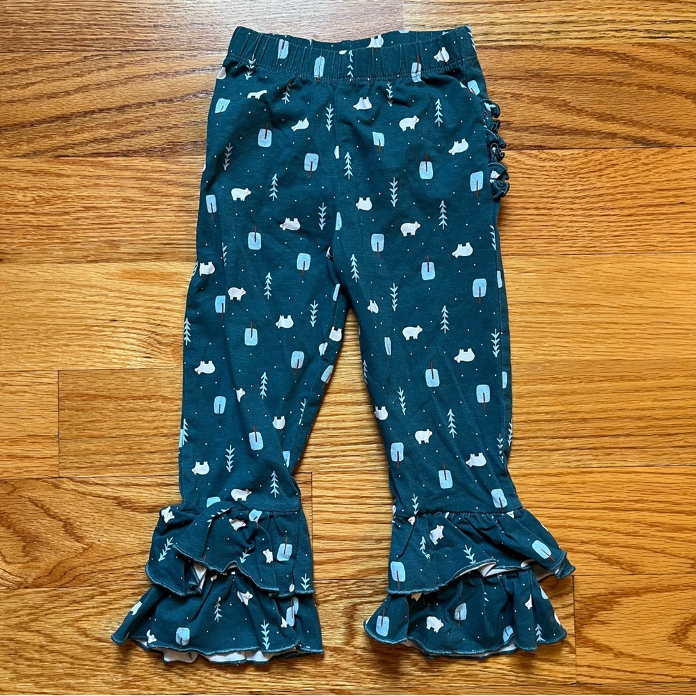 Ruffle Butts polar bear and hot chocolate print pants size 3T